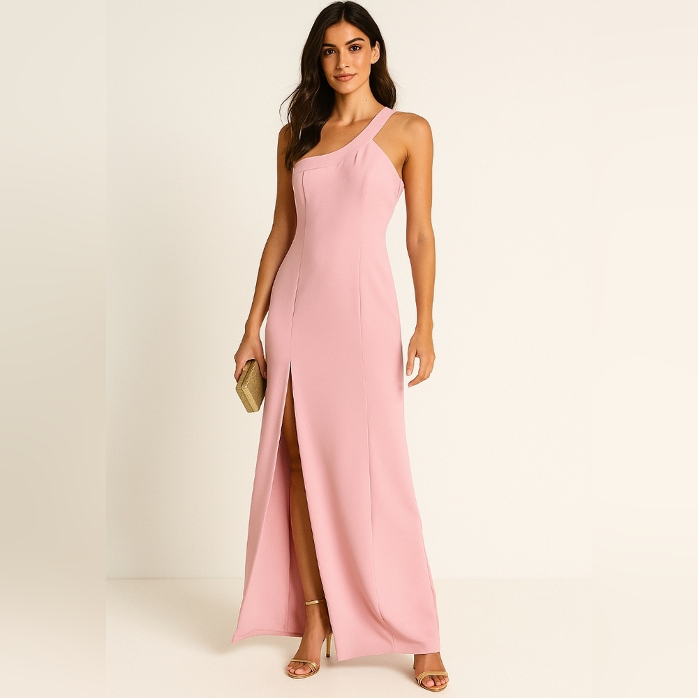 NBD Pink Evan One Shoulder Maxi Dress Gown Size S